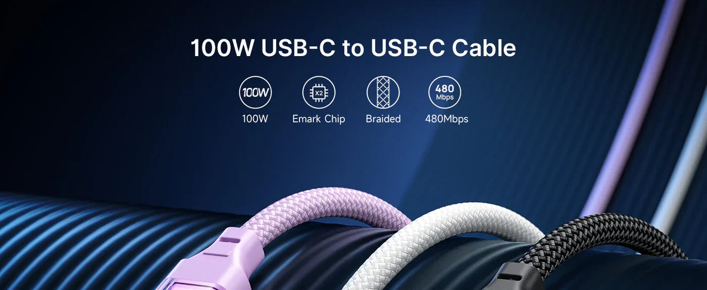 JSAUX USB‑C to USB‑C 100 W cable (2 m, black)