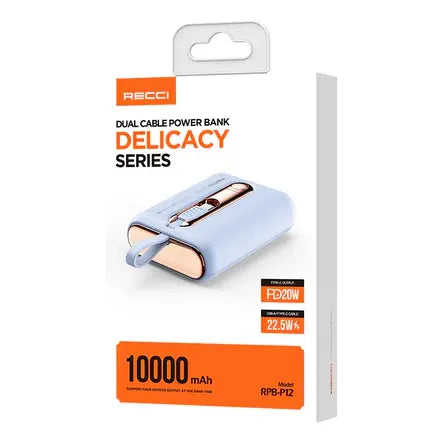 Recci  Dual Cable Fast Charging Power Bank 10000mAh