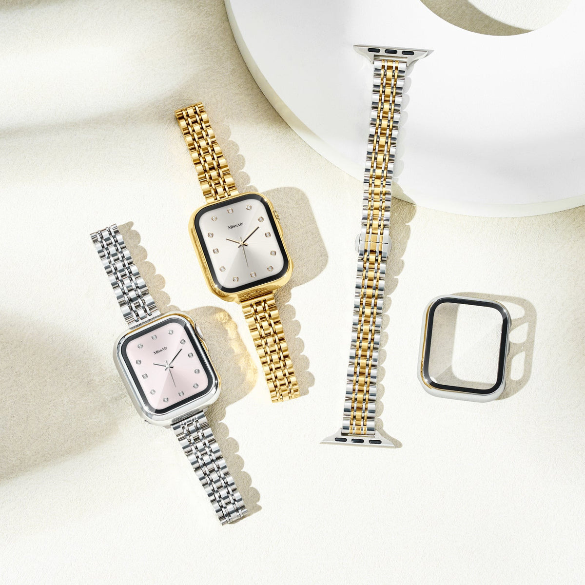 316L Stainless Steel Eterna Apple Watch Bracelet Set - 18k Gold Plated