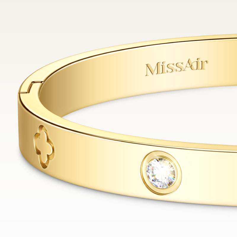 LOVE Bangle Bracelet – 14K Gold Plated Fashion Rhinestone Decorated Jewelry