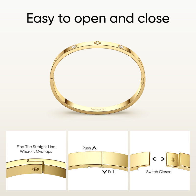 LOVE Bangle Bracelet – 14K Gold Plated Fashion Rhinestone Decorated Jewelry