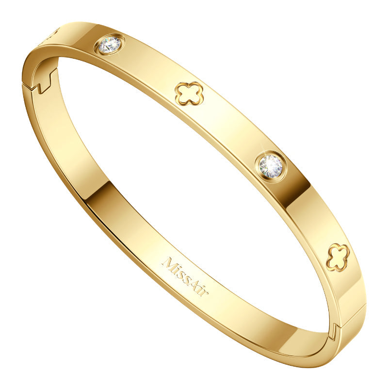 LOVE Bangle Bracelet – 14K Gold Plated Fashion Rhinestone Decorated Jewelry