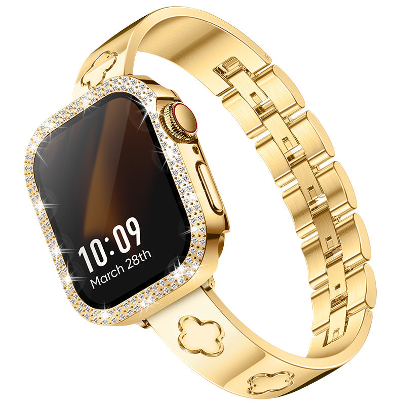 316L Stainless Steel LOVE LUCK Apple Watch Bracelet Set - 18k Gold Plated