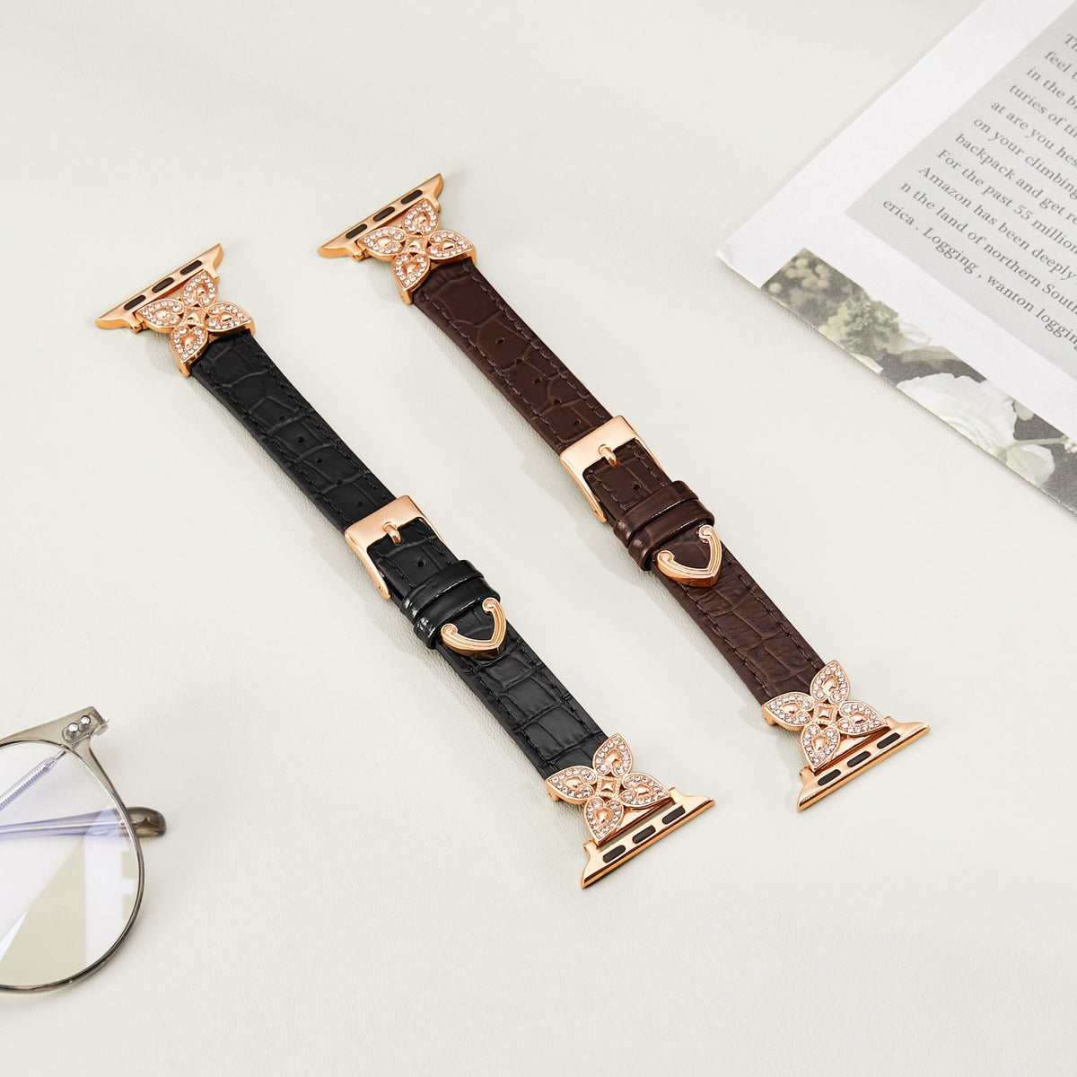 FloraGleam Leather Bracelet Band for Apple Watch