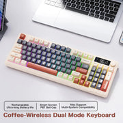 FreeWolf M96 Wireless Keyboard with Screen,Gaming Keyboard Bluetooth Dual-Mode Connection
