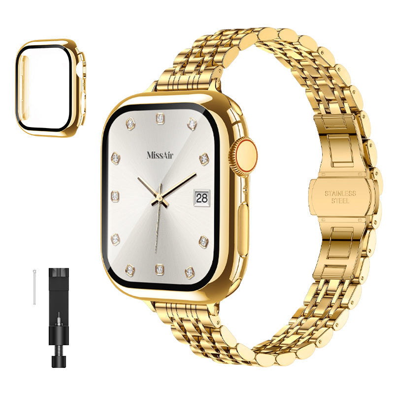 316L Stainless Steel Eterna Apple Watch Bracelet Set - 18k Gold Plated