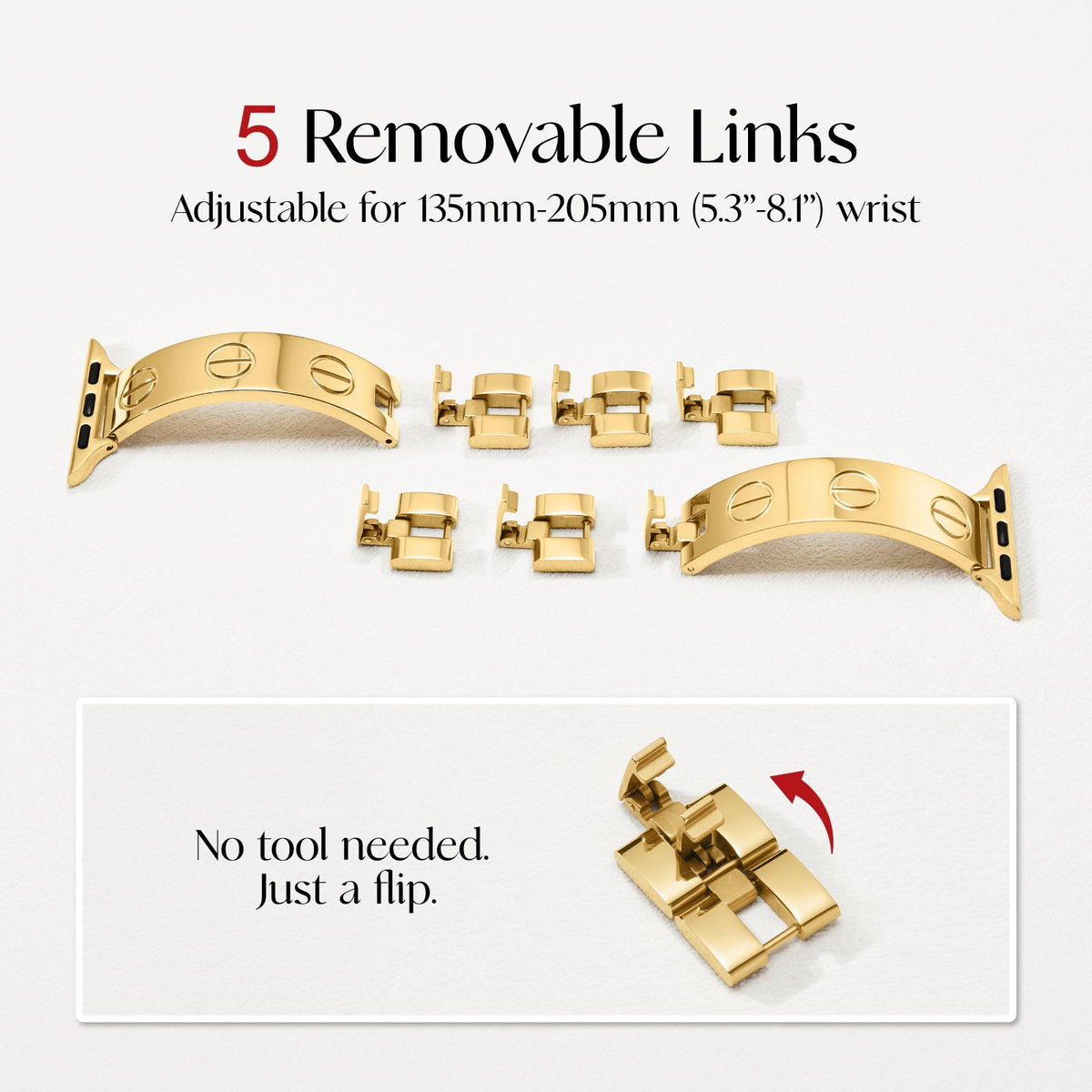 316L Stainless Steel LOVE CLASSIC Apple Watch Bracelet - 18k Gold Plated