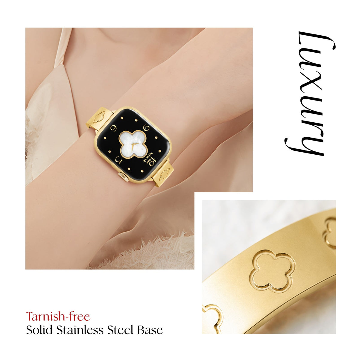 316L Stainless Steel LOVE PLUS Apple Watch Bracelet - 18k Gold Plated