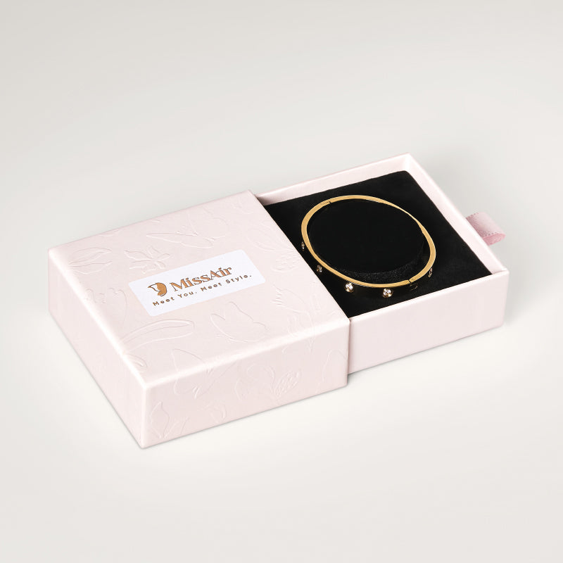 LOVE Bangle Bracelet – 14K Gold Plated Fashion Rhinestone Decorated Jewelry