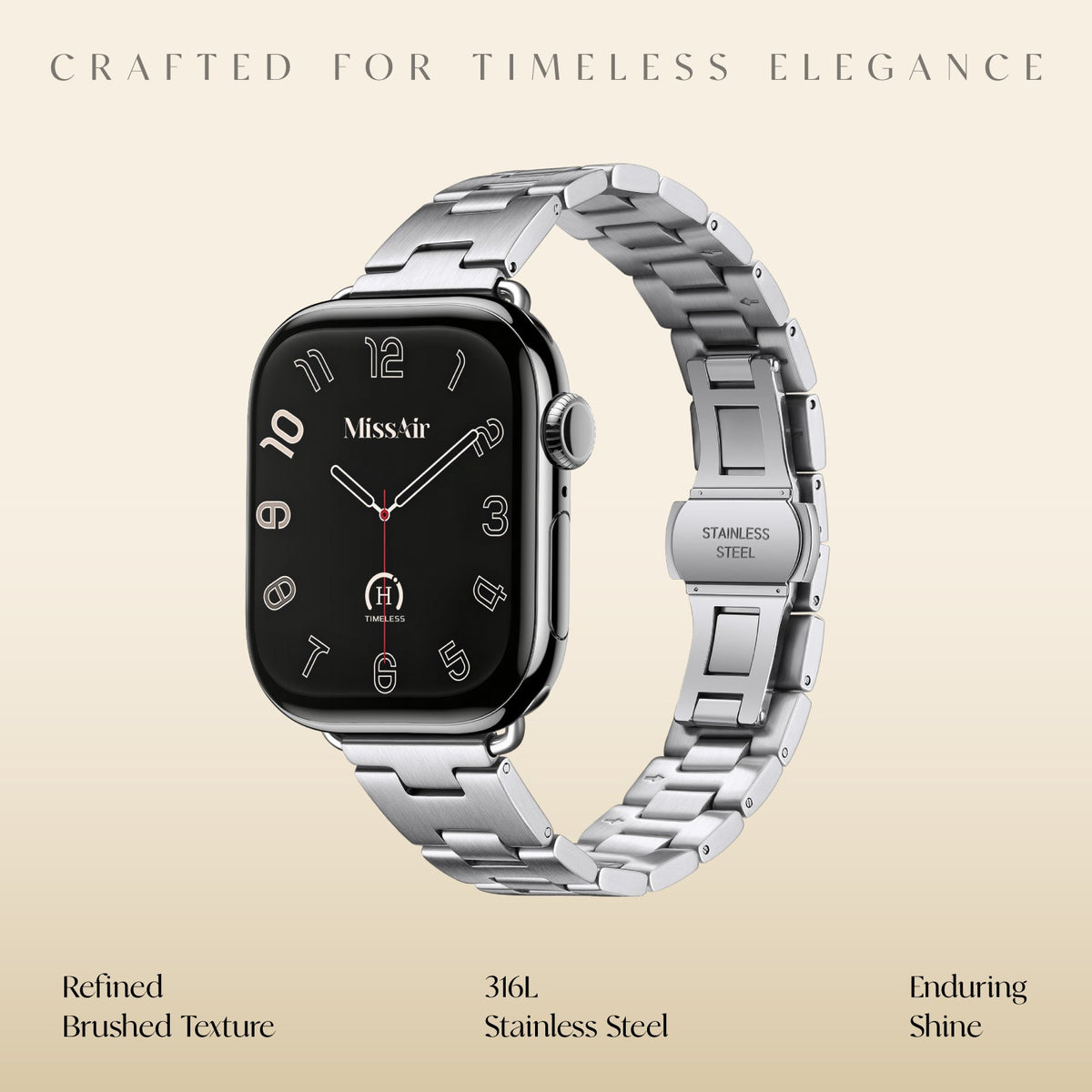 Halo Band for Apple Watch – 316L Stainless Steel, Brushed Matte Finish