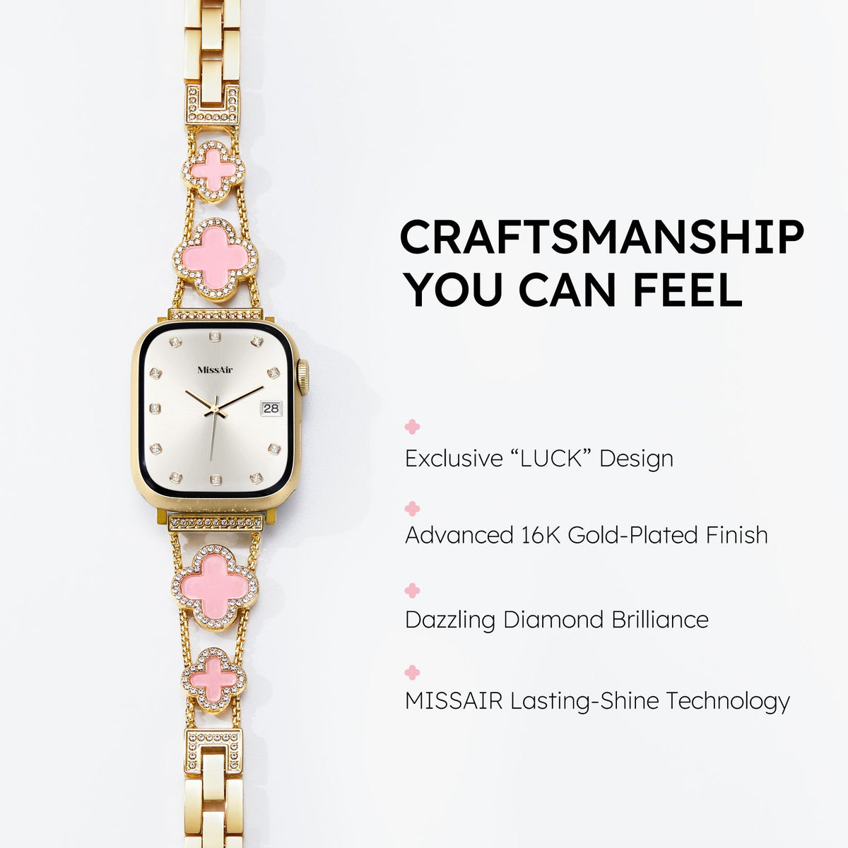 Clover Apple Watch Bracelet - 16k Gold Plated