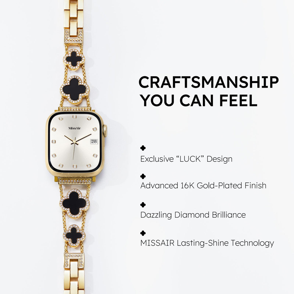 Clover Apple Watch Bracelet - 16k Gold Plated