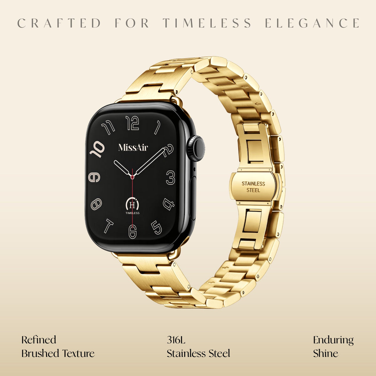 Halo Band for Apple Watch – 316L Stainless Steel, Brushed Matte Finish