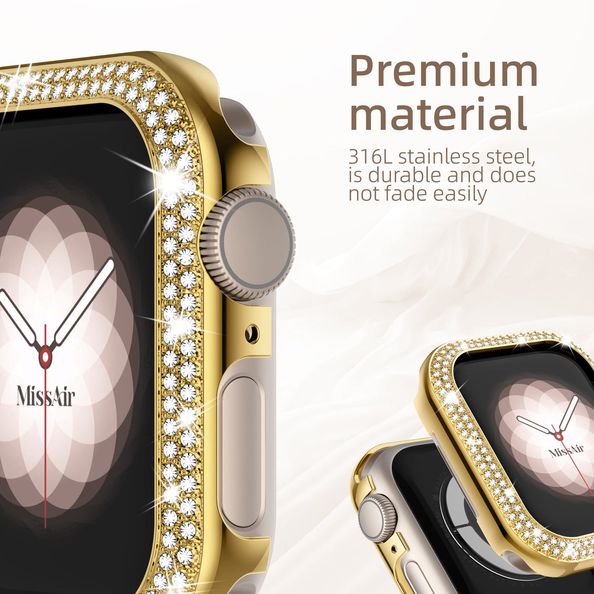 316L Stainless Steel Diamond Apple Watch Cover Case