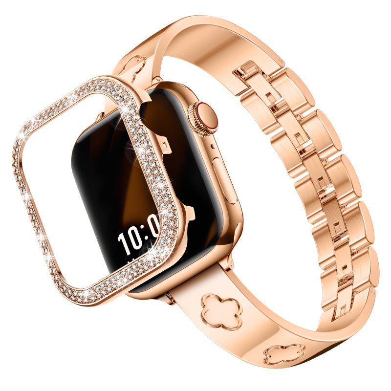 316L Stainless Steel LOVE LUCK Apple Watch Bracelet Set - 18k Gold Plated