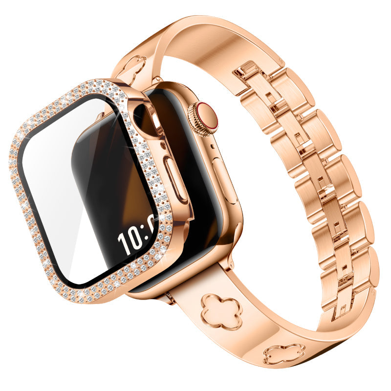 316L Stainless Steel LOVE LUCK Apple Watch Bracelet Set - 18k Gold Plated
