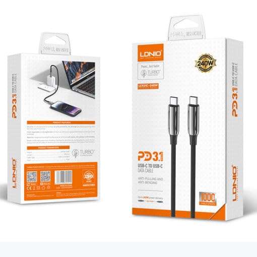 ldnio Robust 240W Super Fast Cable type c to type c cable 1m