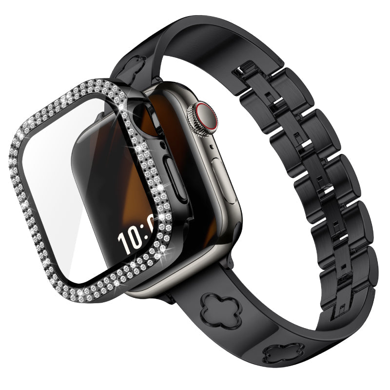 316L Stainless Steel LOVE LUCK Apple Watch Bracelet Set - 18k Gold Plated