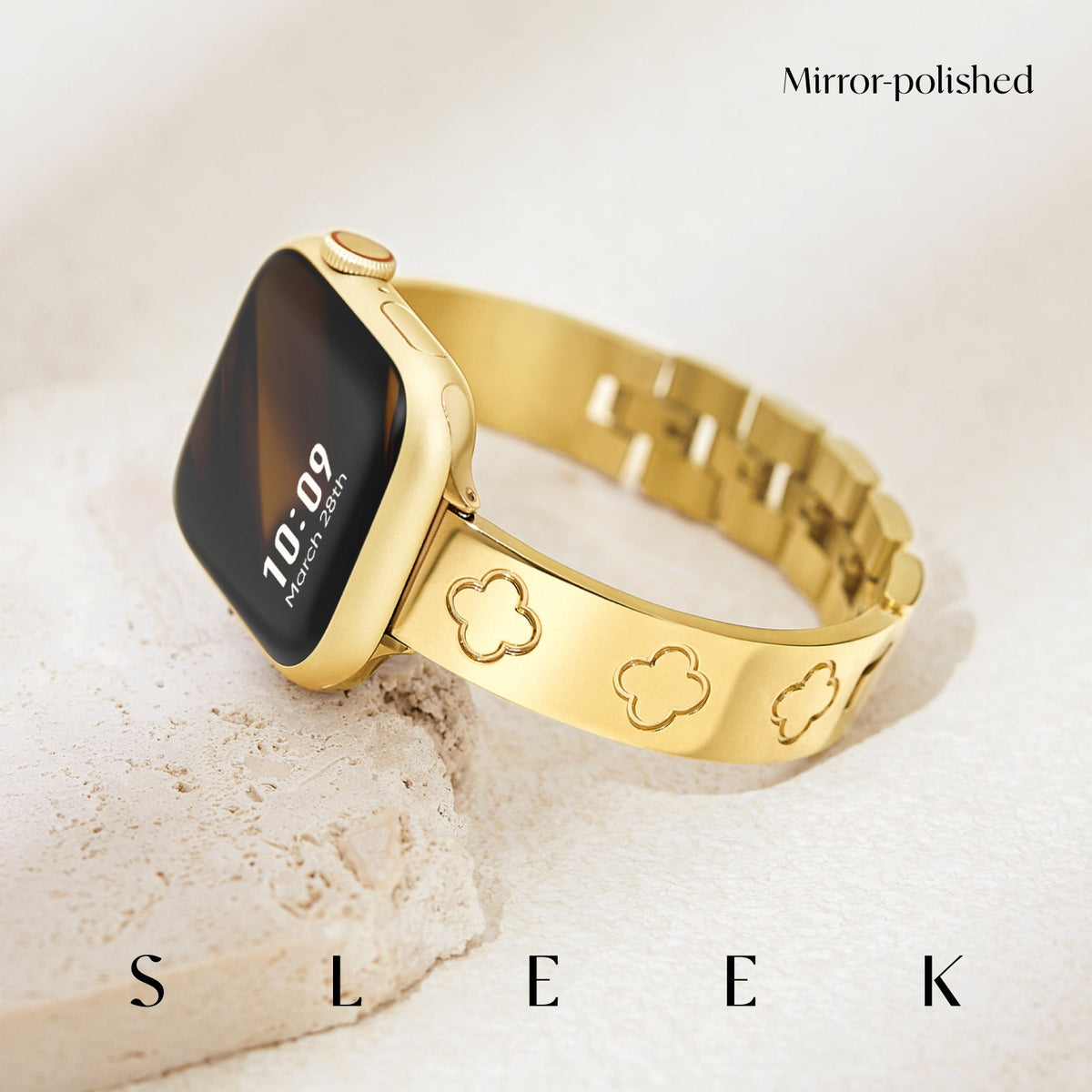 316L Stainless Steel LOVE LUCK Apple Watch Bracelet Set - 18k Gold Plated