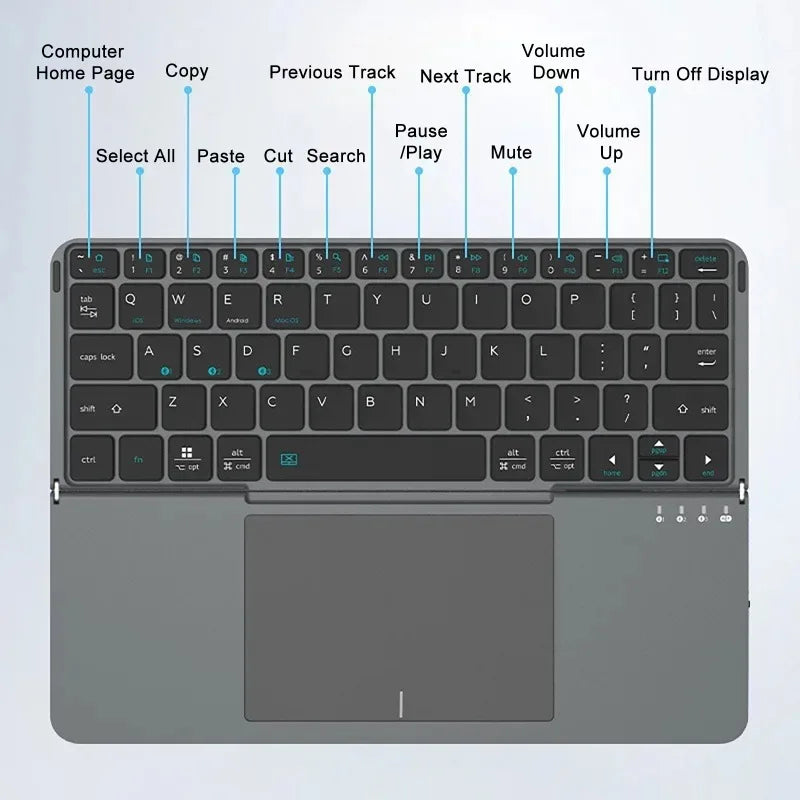 Bluetooth 5.0 Folding Keyboard With Touchpad