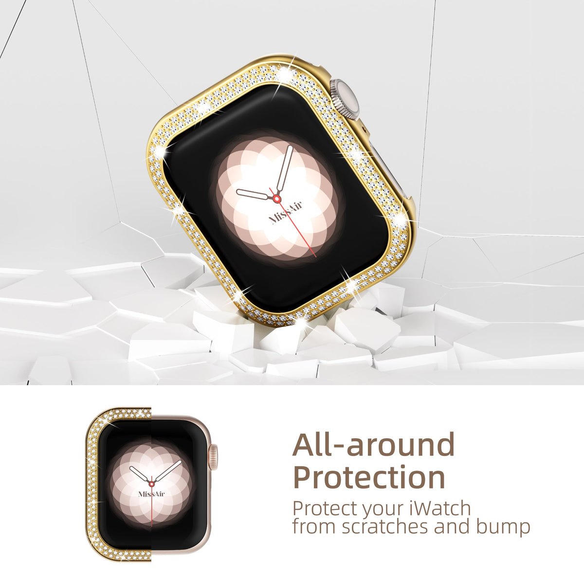 316L Stainless Steel Diamond Apple Watch Cover Case