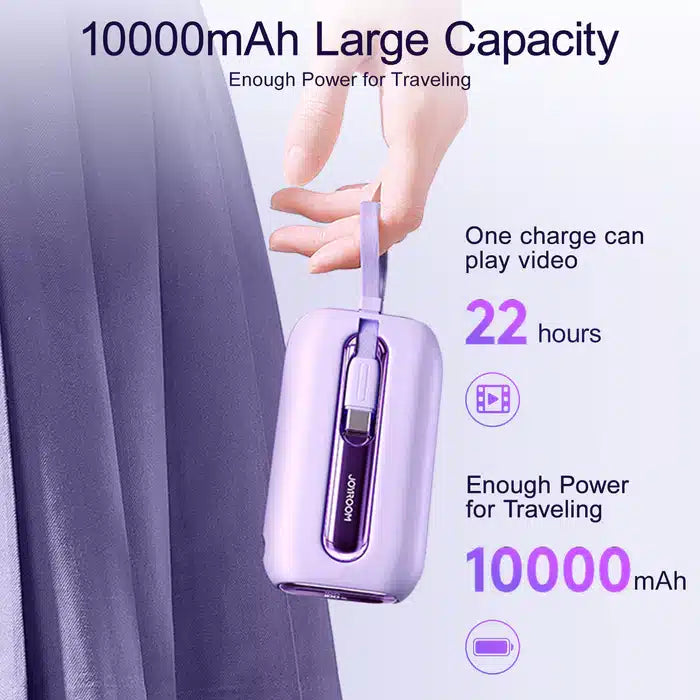 JR-L013 22.5w  mini Power Bank 10000mAh with Dual Cables