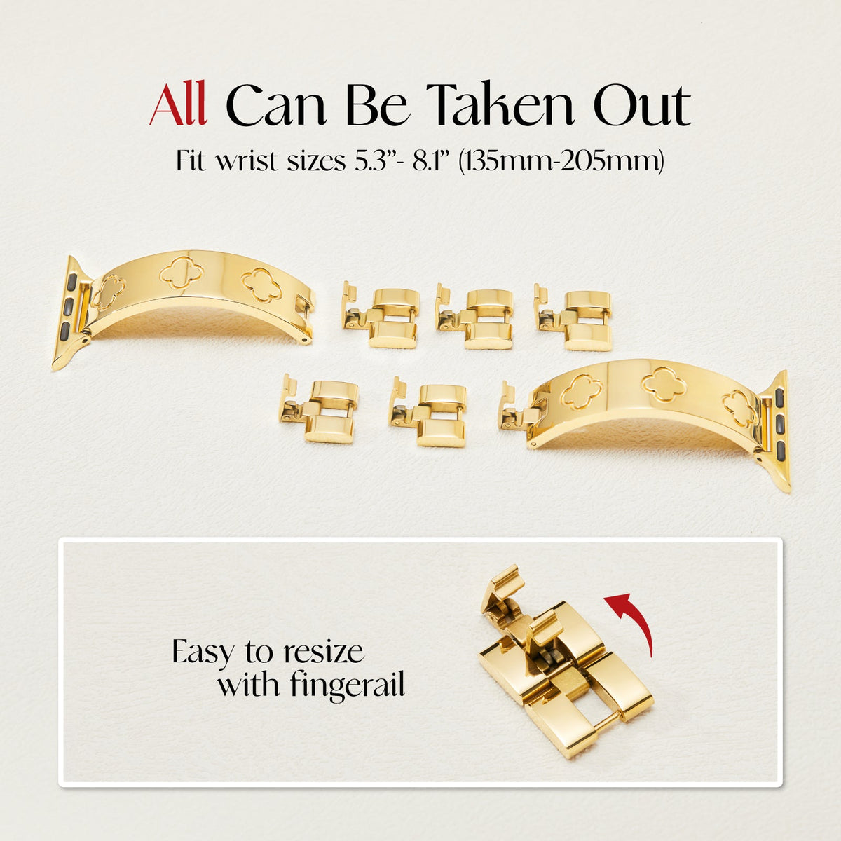 316L Stainless Steel LOVE LUCK Apple Watch Bracelet Set - 18k Gold Plated
