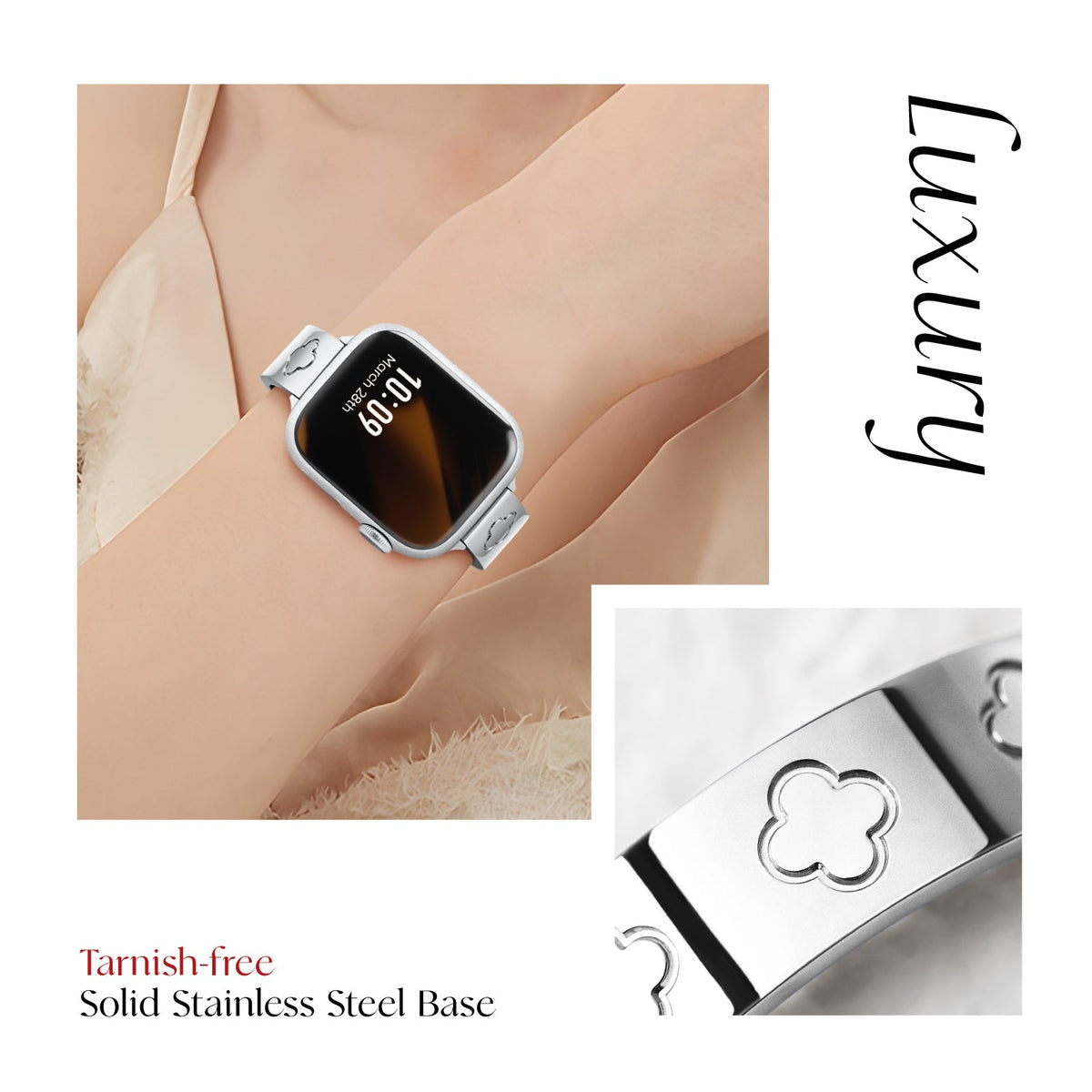 316L Stainless Steel LOVE LUCK Apple Watch Bracelet Set - 18k Gold Plated