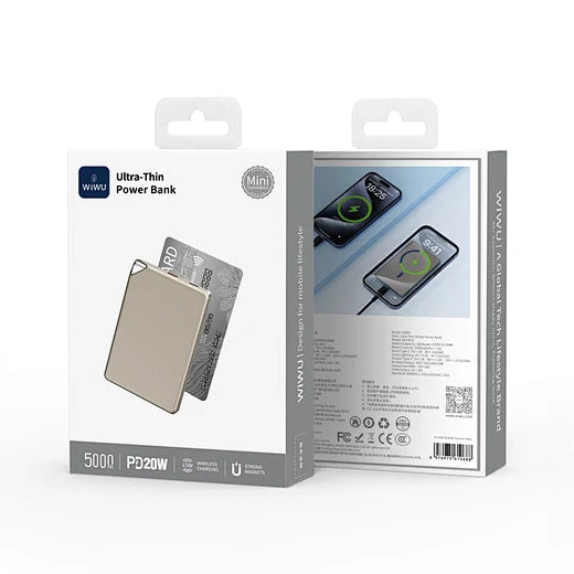 WIWU Ultra-Thin Power Bank 5000mAh 15W Fast Charging