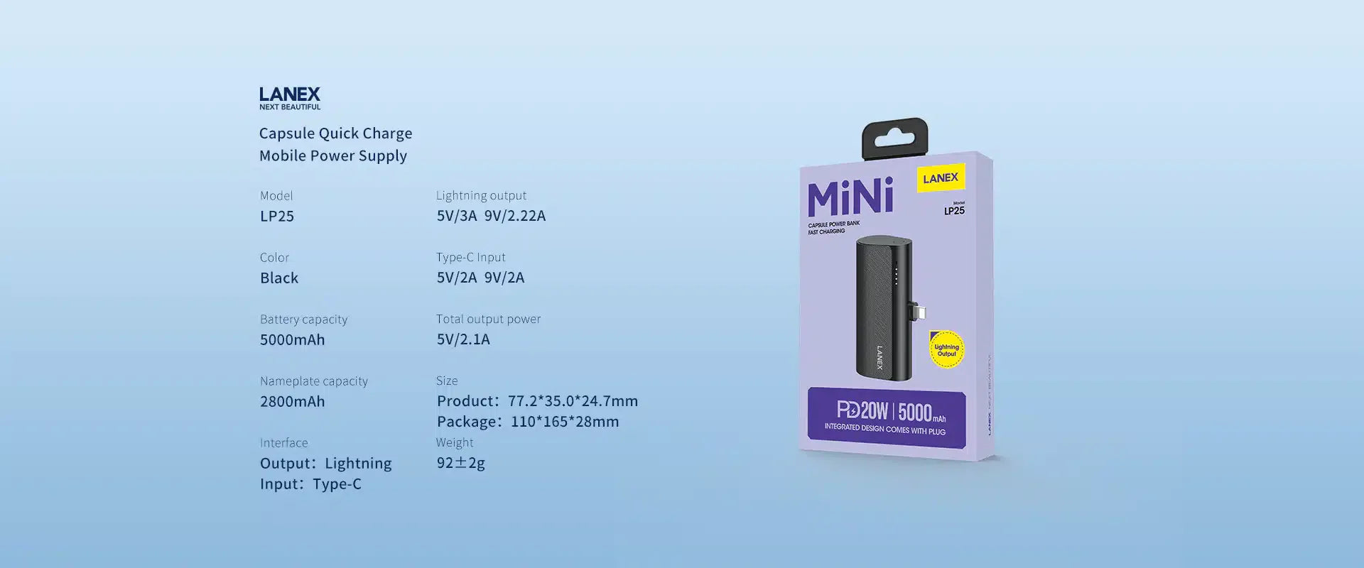 lanex super mini powerbank 5000mAh