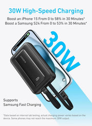 anker 10000 mAh Zolo Power Bank, 30W Max with Built-In USB-C and Lightning Cables