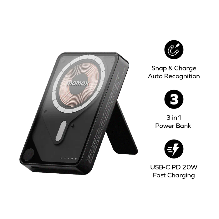 1-Power X Pro+ Magnetic Wireless Power Bank With Built-In USB-C Cable