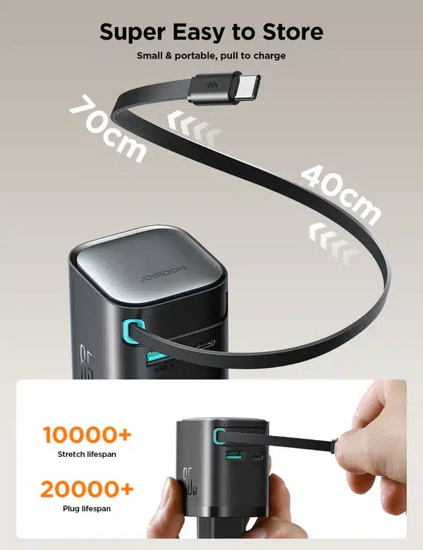 Joyroom Gan 65W Charger with Retractable Cable