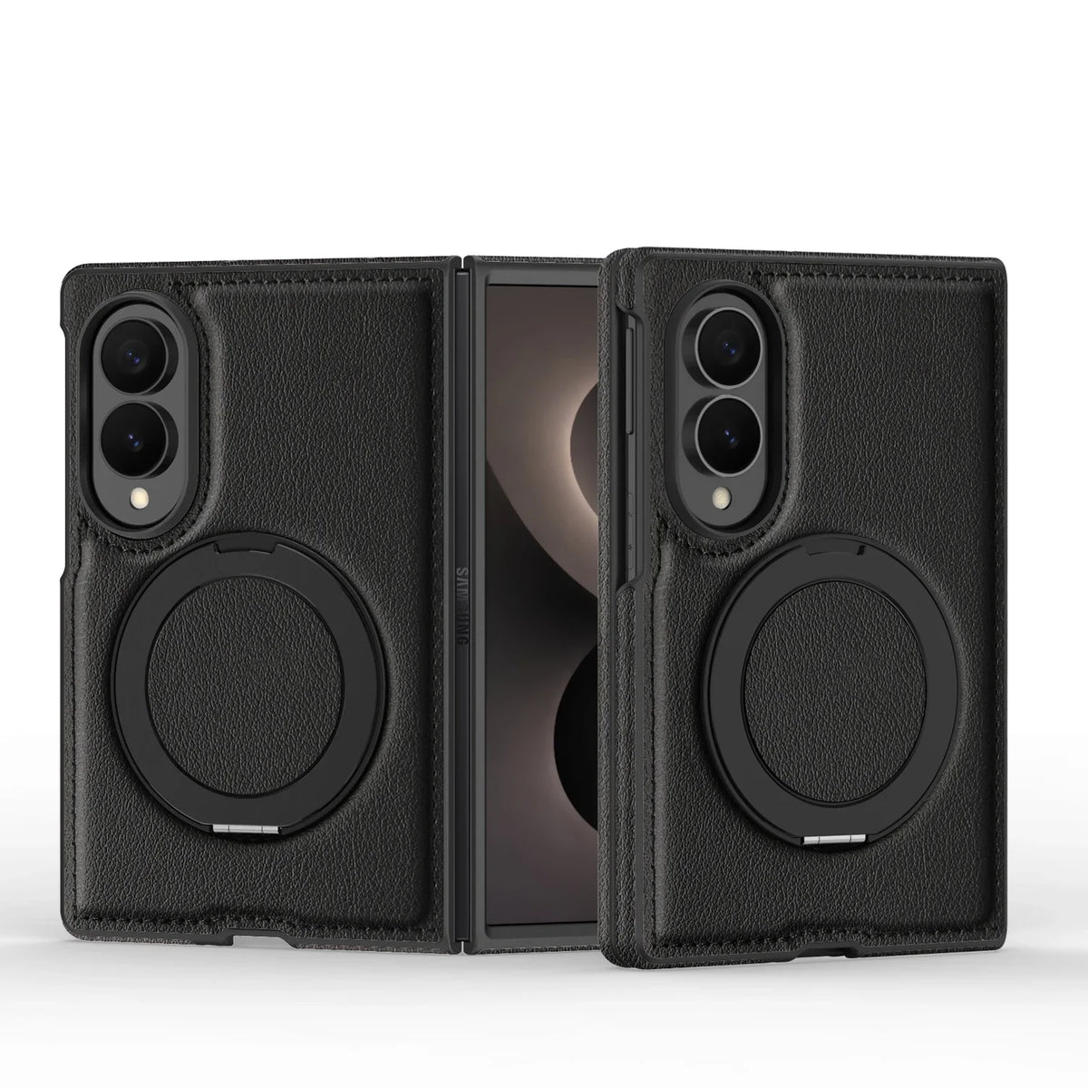 360° Magnetic Leather Ring Stand Case For Galaxy Z Fold 8 Series