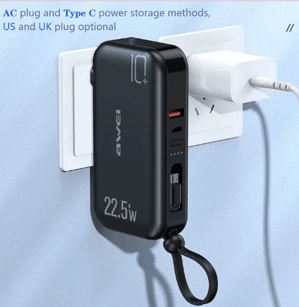 Awei 2 in 1 Power bank and charger 22.5 w