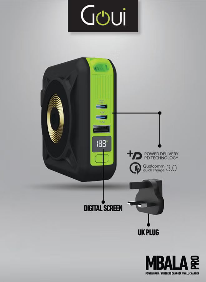Goui MBALA PRO Power Bank 10,000mAh + Wireless Charger 15W