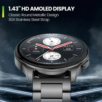 Amazfit Pop 3R Smart Watch With 1.43" 3.6 Cm AMOLED Display, BT Calling and AI Voice Assistance (Limited Classic Edition) - Metallic Black