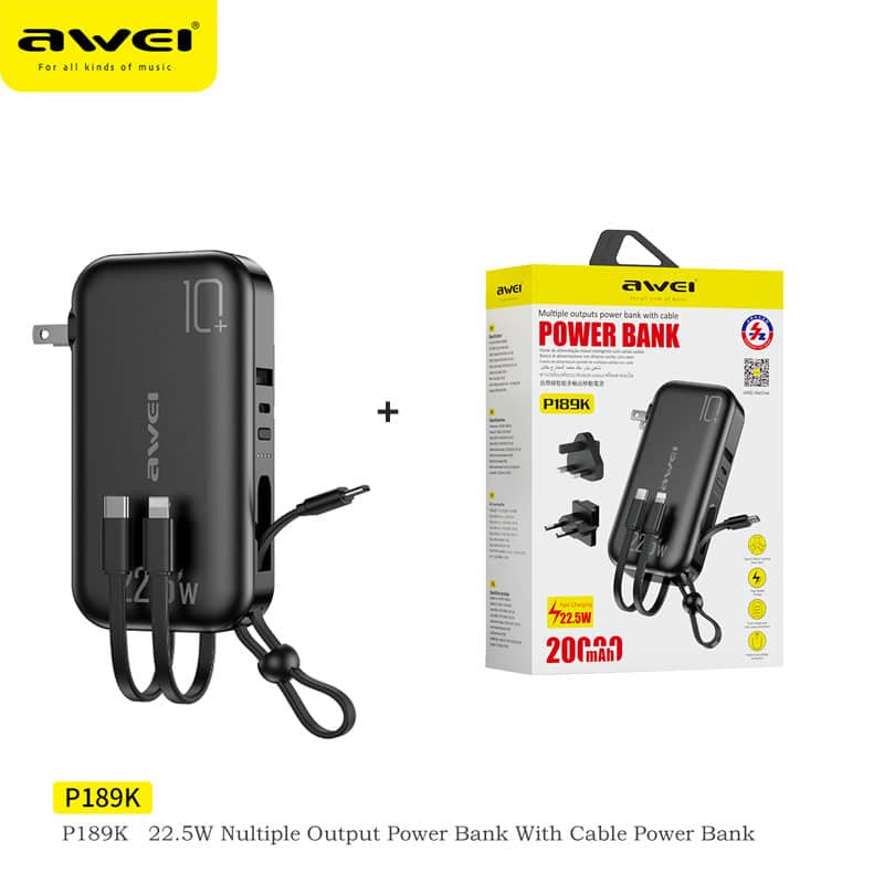 Awei 2 in 1 Power bank and charger 22.5 w