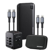 RockRoseTravel KIT PD Power Bank + Fast Charger + 2 Cables Lightning & USB-C - Black