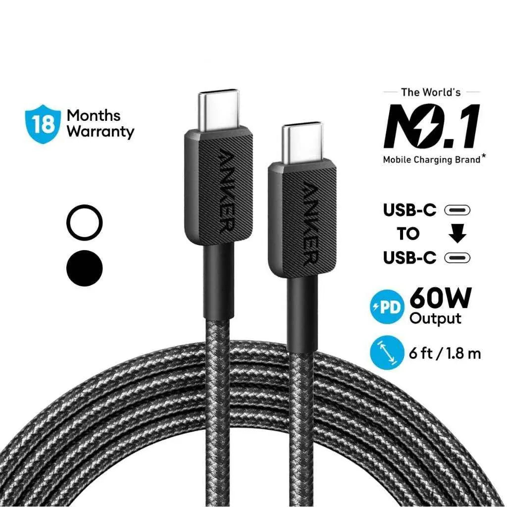 Anker 322 USB-C to USB-C Cable 60W (3ft)